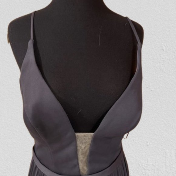 Deep Illusion Neckline A line skirt Bridesmaid Dress - Picture 5 of 16